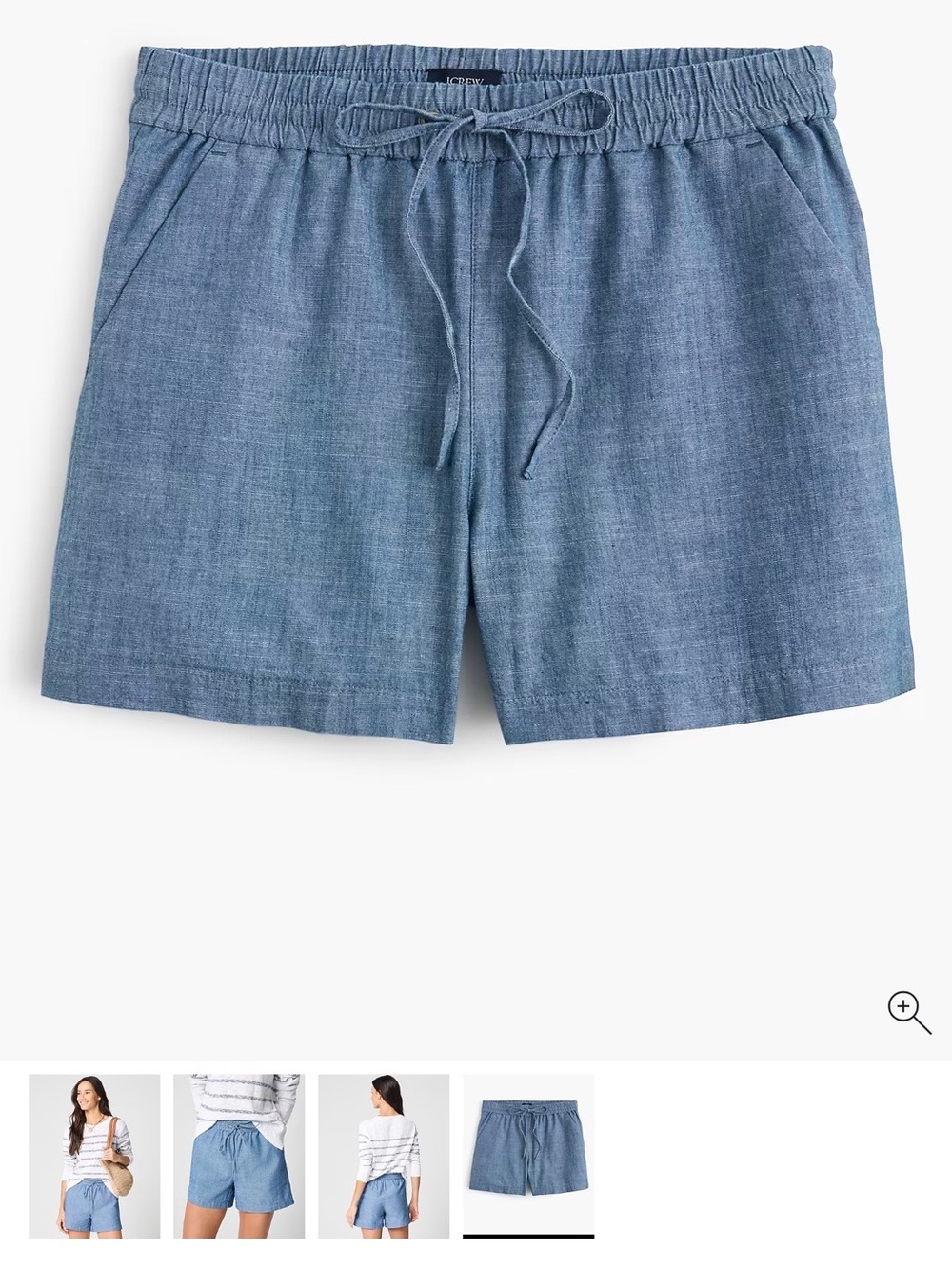 NWT J. Crew Factory 4” Drawstring Shorts Lot of 2 Chambray & Stripe